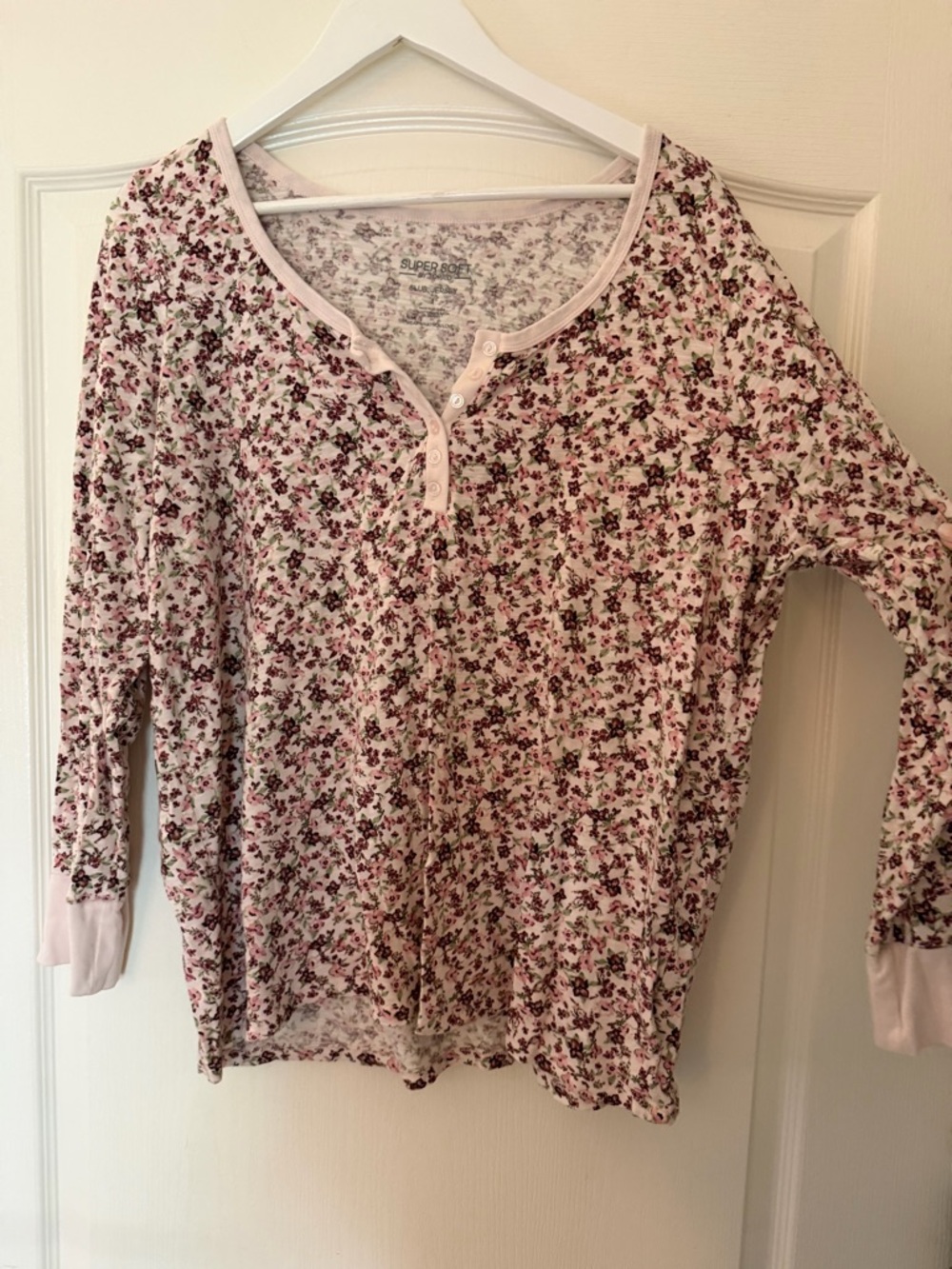 torrid Pink Floral Long Sleeve Henley Top